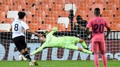 Valencia's Carlos Soler scored three penalties in a 4-1 win over Real Madrid on Sunday.