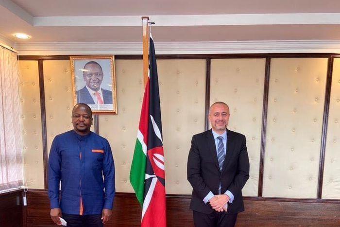 Health CS Mutahi Kagwe with Egyptian Ambassador Khaled ElAbyad