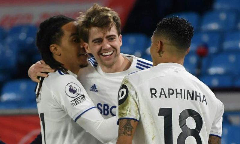 Lucky 13: Patrick Bamford (centre) scored his 13th goal of the season in Leeds' 3-0 win over Southampton