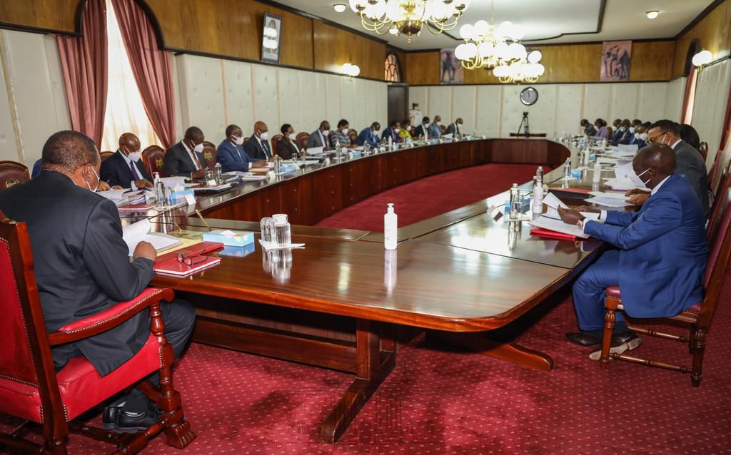 President Uhuru Kenyatta chairs a cabinet meeting held on Thursday October 8, 2020