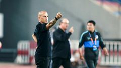 Former World Cup-winner Fabio Cannavaro (left) coaches at Guangzhou Evergrande and former Liverpool manager Rafael Benitez (centre) is in charge at Dalian Pro in the Chinese Super League
