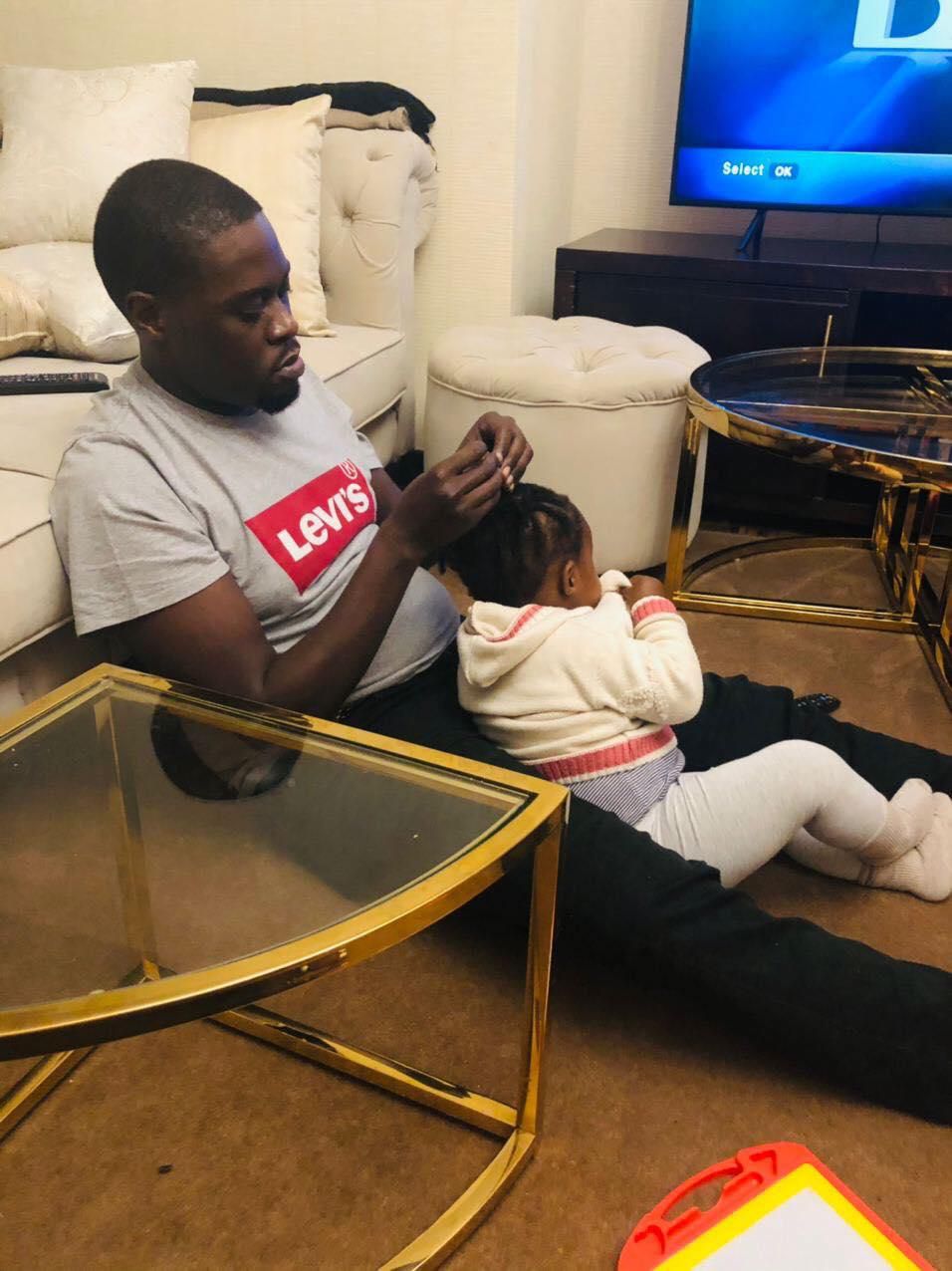 Fans impressed by this photos of Senator Sakaja making daughter’s hair