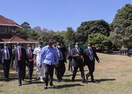 President Uhuru Kenyatta arrives in Kabarak for former President Mzee Daniel Moi's remembrance service