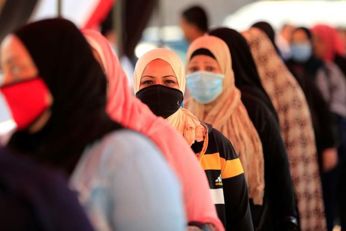 Egyptians queue up to vote for a new Senate in an upper house election. The two-day vote for 200 of the Senate's 300 seats will be largely contested by candidates who back President Abdel Fattah al-Sisi