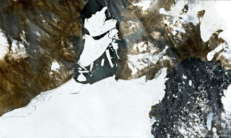 The massive chunk broke off the Nioghalvfjerdsfjorden glacier in Northeast Greenland