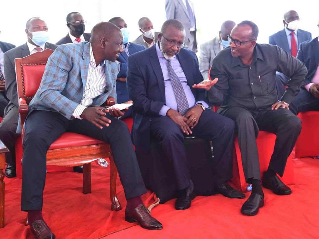 Deputy President William Ruto with Meru Senator Mithika Linturi and Garissa Township MP Aden Duale
