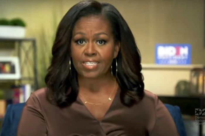 Former first lady Michelle Obama said "Donald Trump is the wrong president for our country"