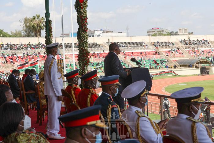 President Uhuru Kenyatta during the 2020 Jamhuri Day celebrations at Nyayo Stadium
