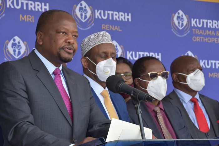 Health CS Mutahi Kagwe at a recent press conference