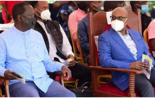 Former Prime Minister Raila Odinga (left) and Businessman Jimmy Wanjigi