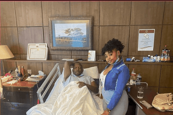 Former Governor Mike Sonko with daughter at Nairobi Hospital