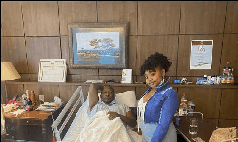 Former Governor Mike Sonko with daughter at Nairobi Hospital