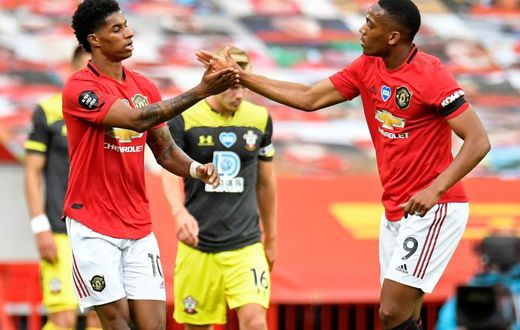 Marcus Rashford (left) and Anthony Martial (right) turned the game around for Manchester United