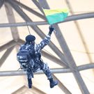 Diamond’s reaction after Harmonize fell from zip line as he made a grand entrance at a show