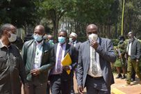 IEBC Chairperson Wafula Chebukati with commission clerks