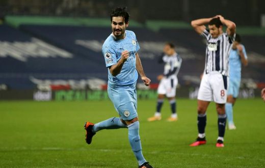 Two Gud: Ilkay Gundogan scored twice in Manchester City's thrashing of West Brom
