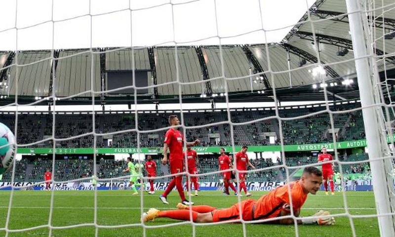 Wolfsburg had a goal by Josip Brekalo (C) ruled out after the VAR spotted an offside in the build up