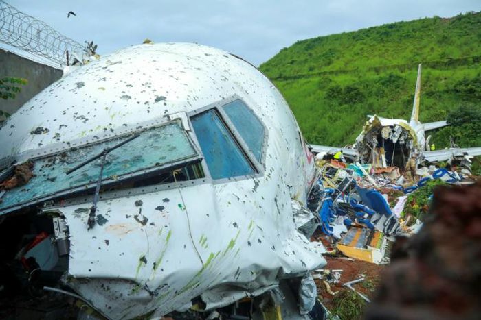 An Air India Express plane crashed over the runway down a 10-metre bank at Kozhikode airport, killing 18 people