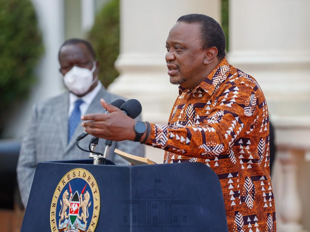 President Uhuru Kenyatta during a past press address from State House, Nairobi