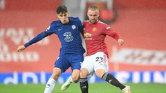 Chelsea forward Kai Havertz (L) has tested positive for the coronavirus