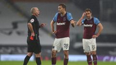 Mike Dean will return to Premier League action and referee Burnley v West Brom after excusing himself last weekend due to death threats received online following his issuing two red cards including one to West Ham's Tomas Soucek