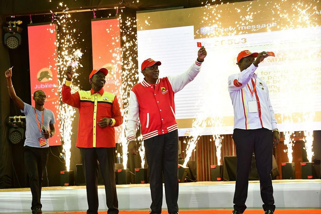 File image of President Uhuru Kenyatta and DP Ruto at a past party event