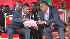 President Uhuru Kenyatta (right) and Machakos Governor Alfred Mutua (left). Governor Mutua has outlined his interesting strategy to take over from President Uhuru Kenyatta.
