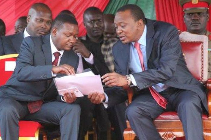 President Uhuru Kenyatta (right) and Machakos Governor Alfred Mutua (left). Governor Mutua has outlined his interesting strategy to take over from President Uhuru Kenyatta.