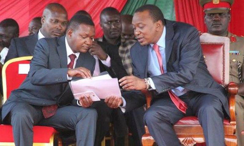 President Uhuru Kenyatta (right) and Machakos Governor Alfred Mutua (left). Governor Mutua has outlined his interesting strategy to take over from President Uhuru Kenyatta.