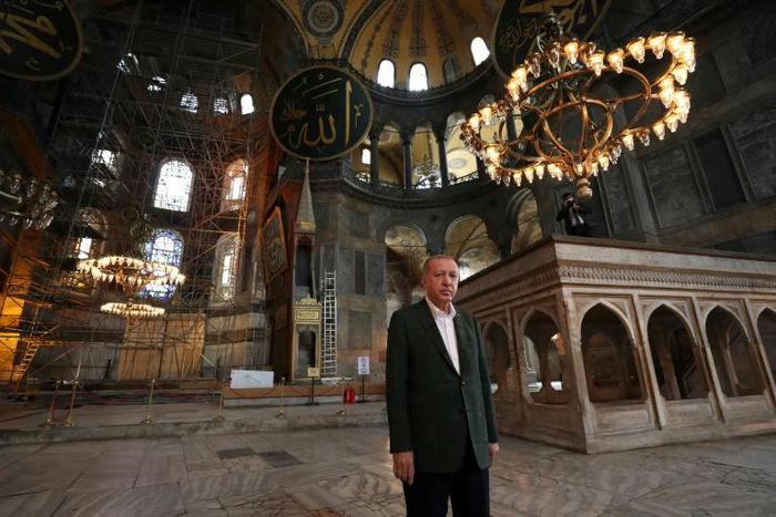 Erdogan visited Hagia Sophia this week ahead of its reopening as a mosque.