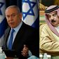 This combination of pictures shows  Israeli Prime Minister Benjamin Netanyahu (L) chairing a cabinet meeting in Jerusalem in June 2020 and Bahrain's King Hamad bin Isa Al Khalifa (R)at the a Gulf Cooperation Council summit in Riyadh in December 2019