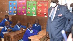 Education CS George Magoha at the Olympic Primary School, Kibra - Nairobi as in-person learning resumed on January 4, 2020