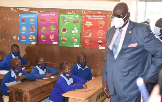 Education CS George Magoha at the Olympic Primary School, Kibra - Nairobi as in-person learning resumed on January 4, 2020