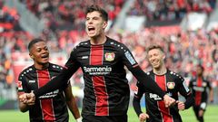 Kai Havertz (centre)joined Chelsea from Bayer Leverkusen on Friday