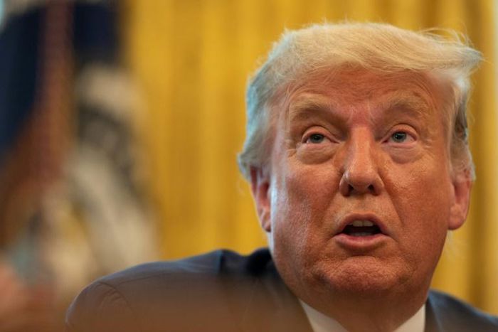 US President Donald Trump discusses the Israel-Bahrain deal in the Oval Office