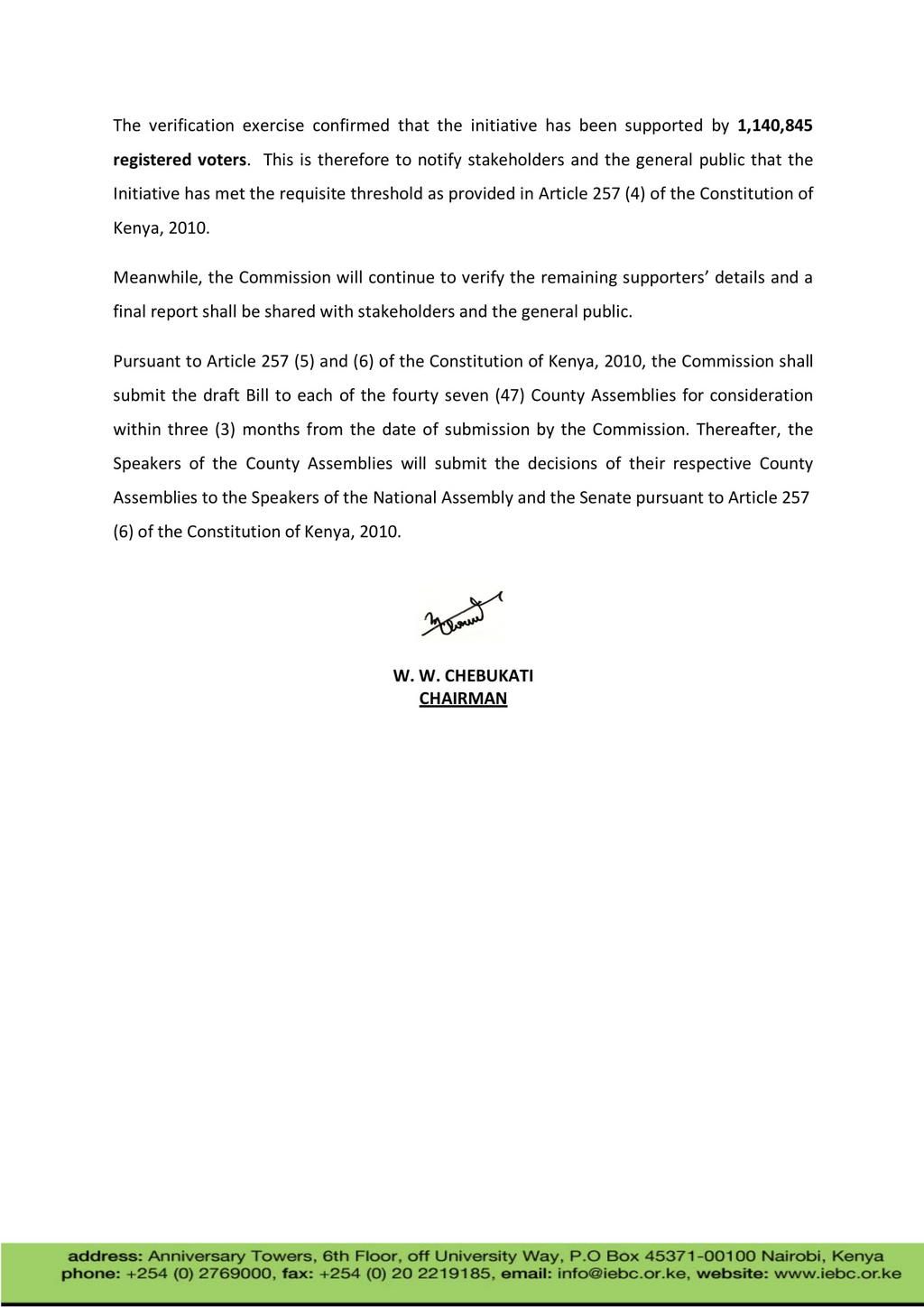 IEBC Statement
