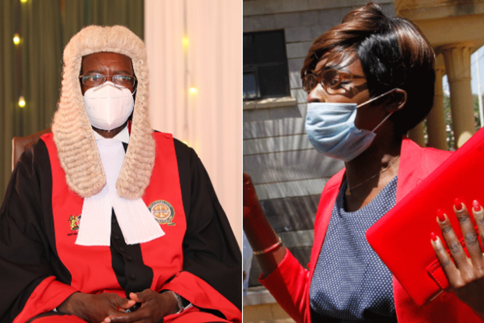 Chief Justice David Maraga and Mary Kwamboka who sued the CJ for child support
