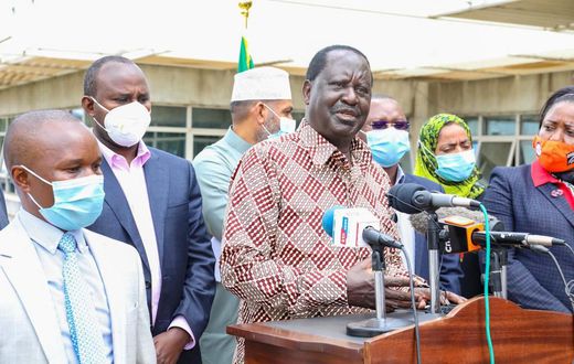 Former Prime Minister Raila Odinga with a section of Coast region politician at his Capitol Hill offices