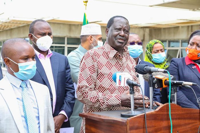 Former Prime Minister Raila Odinga with a section of Coast region politician at his Capitol Hill offices