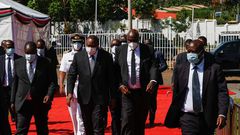 Uhuru arrives at Gusii Stadium for Simeon Nyachae's funeral