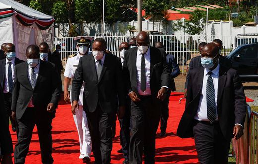 Uhuru arrives at Gusii Stadium for Simeon Nyachae's funeral
