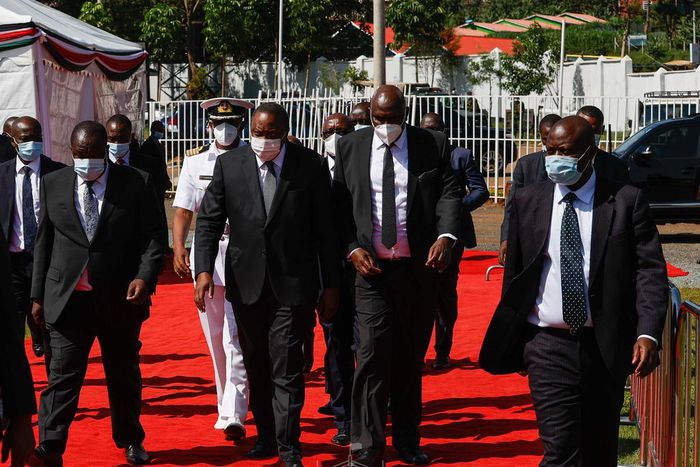 Uhuru arrives at Gusii Stadium for Simeon Nyachae's funeral
