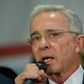 Former Colombian president Alvaro Uribe speaks to supporters in October 2019 at the headquarters of the Democratic Center political party in Bogota, after his hearing at the Supreme Court over witness tampering
