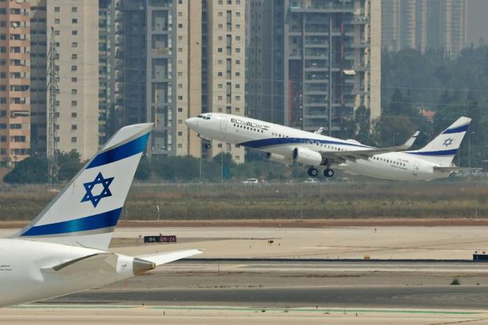 An El Al airliner carrying a US-Israeli delegation to the UAE following the normalisation accord lifts off in the first-ever commercial flight from Israel to the UAE