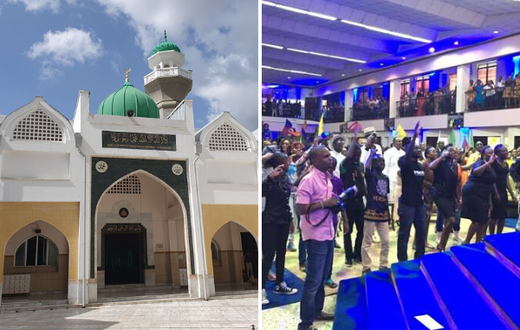 Jamia Mosque and a congregtion at the Jubilee Christian Church during a past service