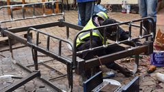 Welders in Githunguri work on local ICU bed innovation by Mungai Gathogo and Joseph Muhinja
