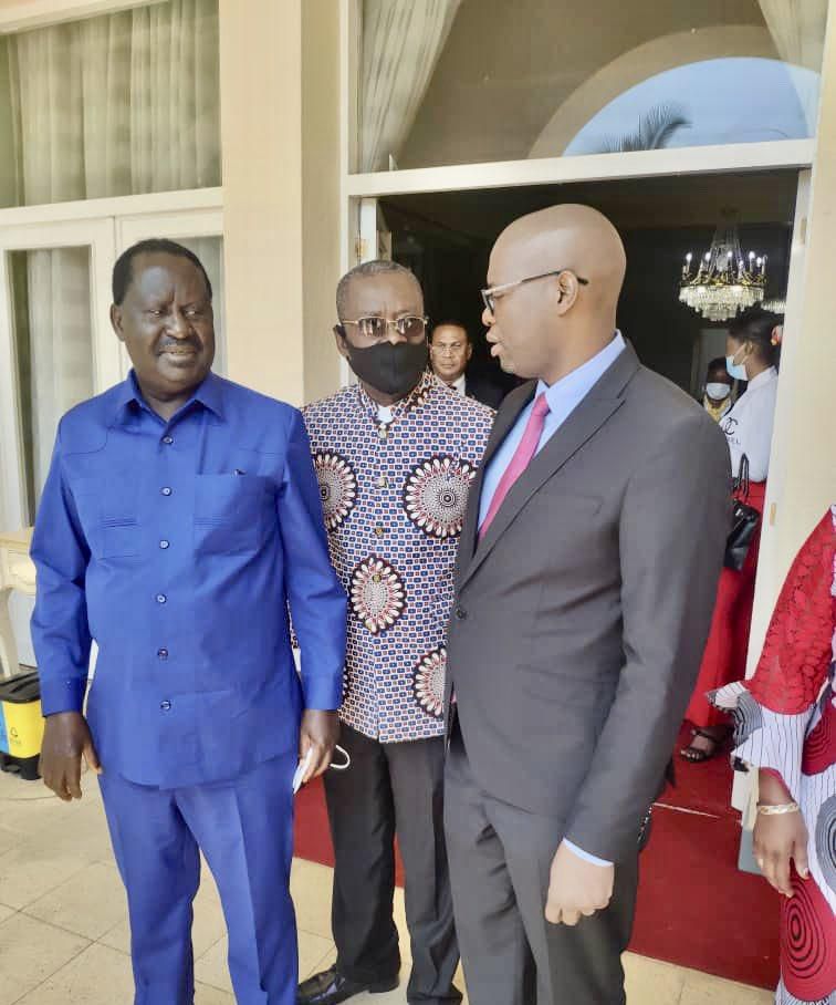 Former Prime Minister Raila Odinga with Governor of Haut- Katanga, DRC, Jacques Kyabula in Lubumbashi on November 20, 2020