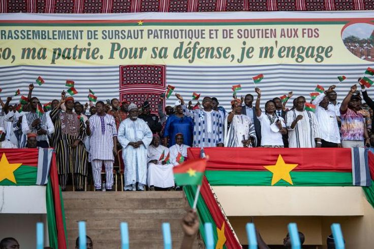 Traditional, religious and political leaders attend a rally to support the security forces, known by their initials in French as the FDS, in the capital Ouagadougou last October