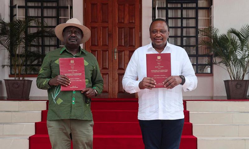 President Uhuru Kenyatta with former Prime Minister Raila Odinga