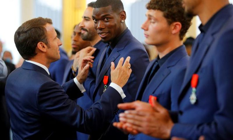 French president Emmanuel Macron presented Paul Pogba with the Legion of Honour order of merit in 2019